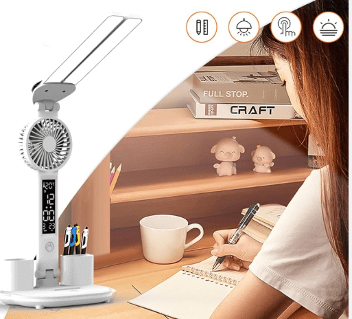 🛒👇LAMPARA DE ESCRITORIO CON LUCES LED Y VENTILADOR. 🕘💥🎁👇