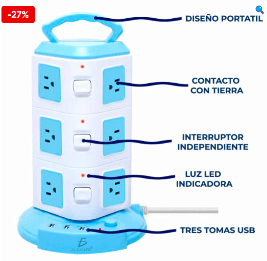 TOMACORRIENTE MULTIFUNCIONAL. 🛒🕙🎁